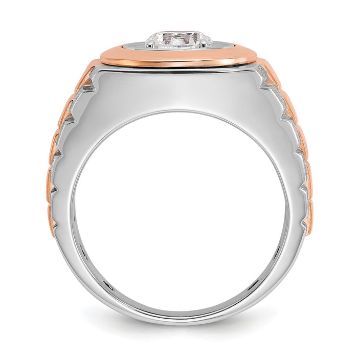 14kwr IBGoodman Men's Polished Satin & Grooved Solitaire Ring Mounting-B59191