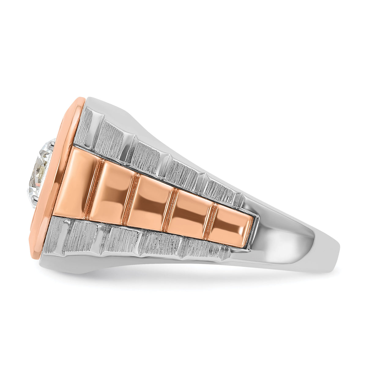 14kwr IBGoodman Men's Polished Satin & Grooved Solitaire Ring Mounting-B59191