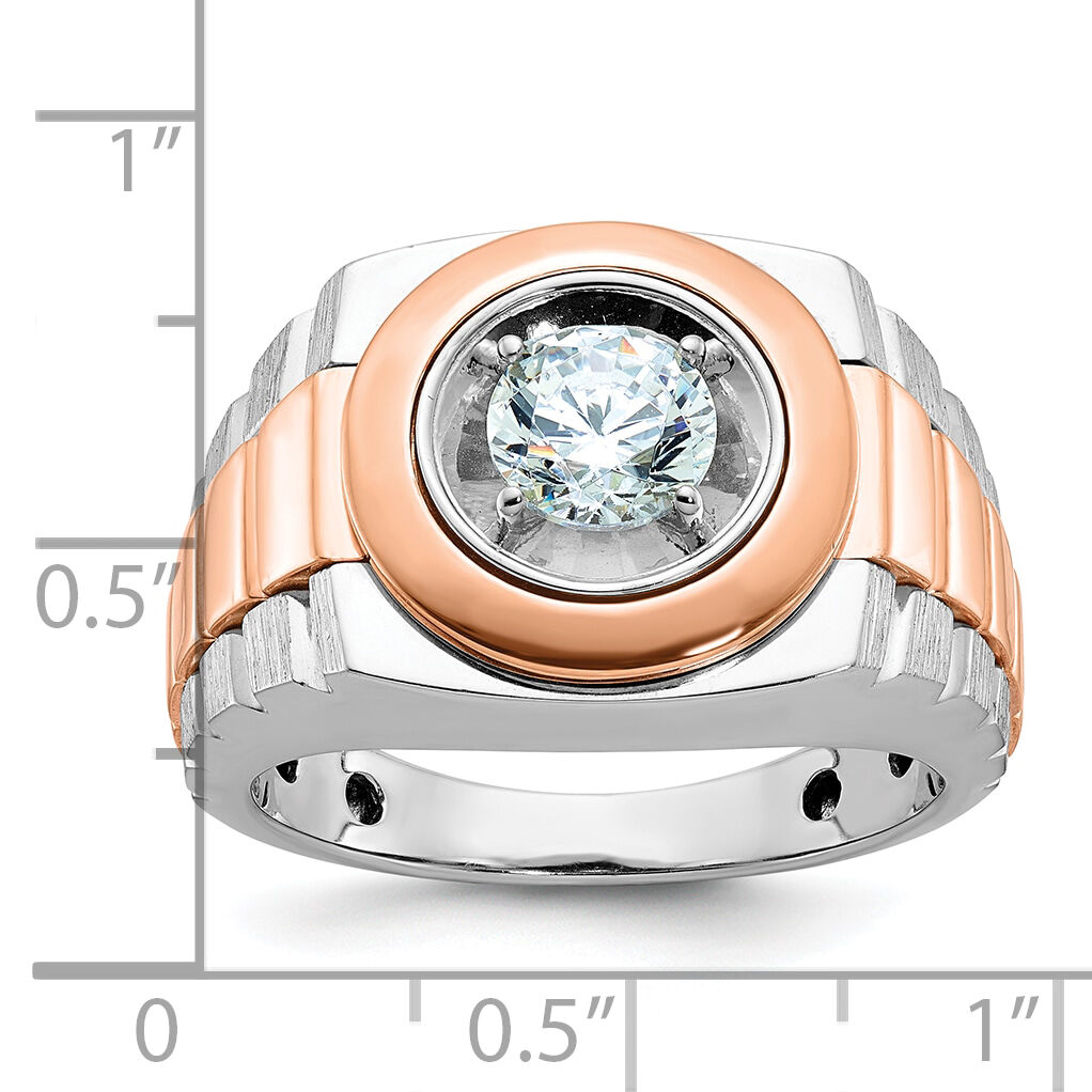 14kwr IBGoodman Men's Polished Satin & Grooved Solitaire Ring Mounting-B59191