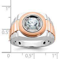 14kwr IBGoodman Men's Polished Satin & Grooved Solitaire Ring Mounting-B59191