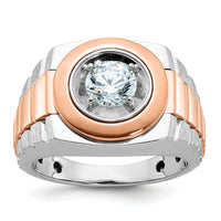 14kwr IBGoodman Men's Polished Satin & Grooved Solitaire Ring Mounting-B59191