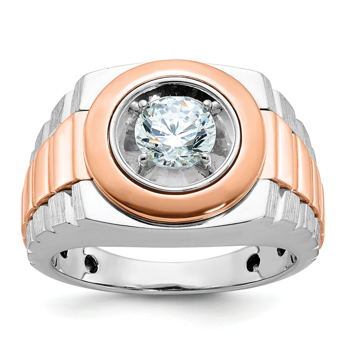 14kwr IBGoodman Men's Polished Satin & Grooved Solitaire Ring Mounting-B59191