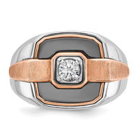 IBGoodman 14k White and Rose Gold with Black Rhodium Men's Polished and Satin 1/3 Carat AA Quality Diamond Ring-B59204-4WRAA