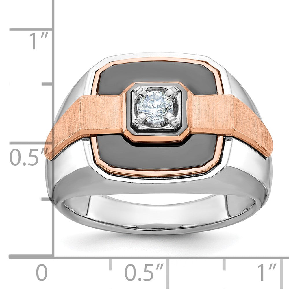 IBGoodman 14k White and Rose Gold with Black Rhodium Men's Polished and Satin 1/3 Carat AA Quality Diamond Ring-B59204-4WRAA