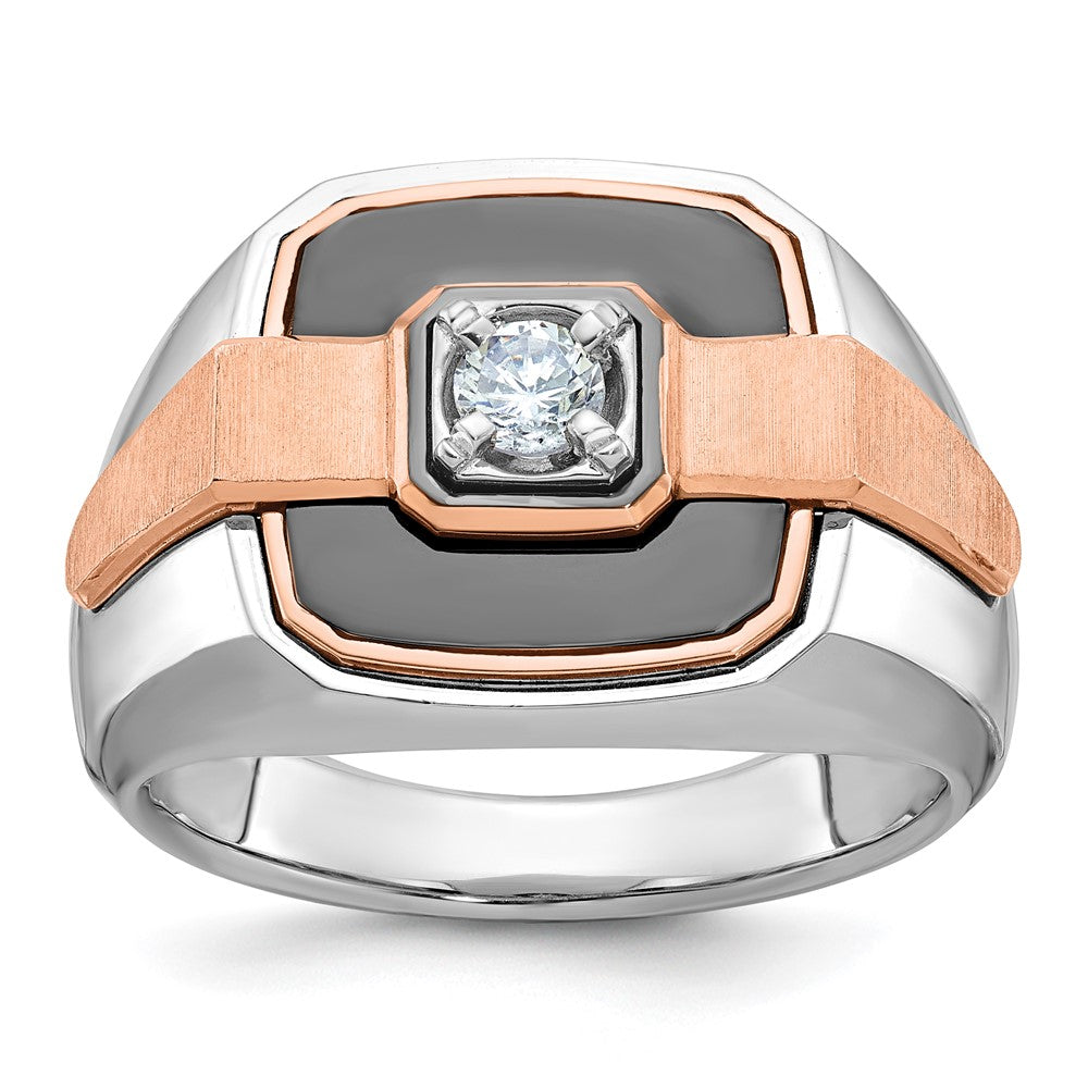 IBGoodman 14k White and Rose Gold with Black Rhodium Men's Polished and Satin 1/3 Carat AA Quality Diamond Ring-B59204-4WRAA