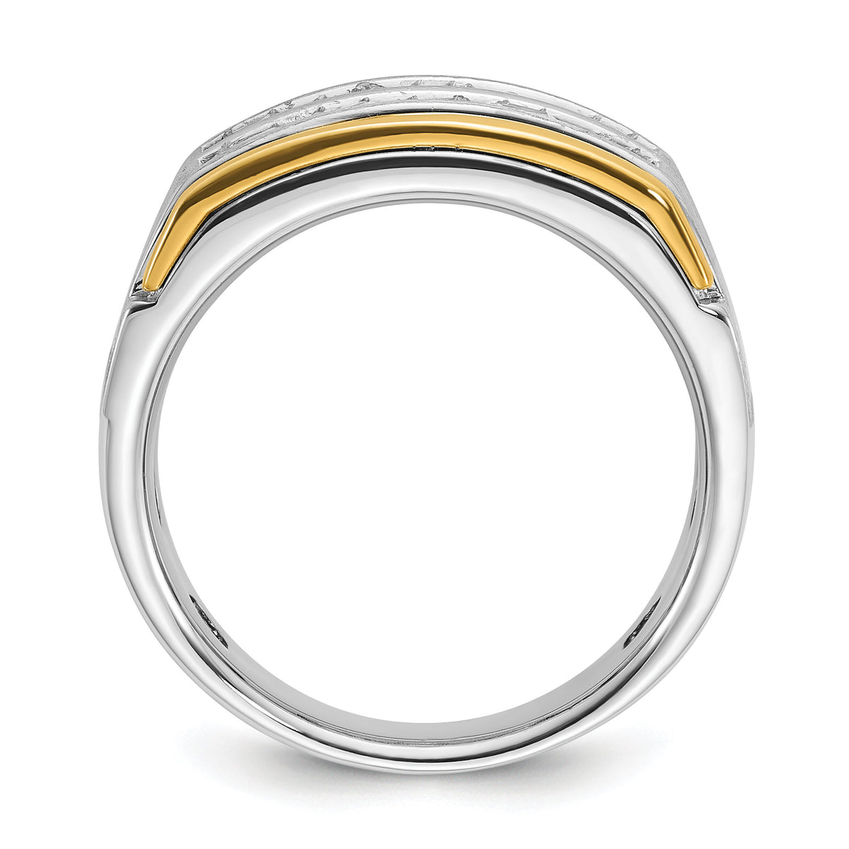 14k Two Tone 2 ct Lab Grown Diamond VS/SI+ G+ Princess 2 Row Men's Ring-B59208