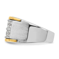 14k Two Tone 2 ct Lab Grown Diamond VS/SI+ G+ Princess 2 Row Men's Ring-B59208
