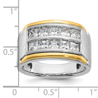 14k Two Tone 2 ct Lab Grown Diamond VS/SI+ G+ Princess 2 Row Men's Ring-B59208