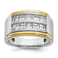 14k Two Tone 2 ct Lab Grown Diamond VS/SI+ G+ Princess 2 Row Men's Ring-B59208