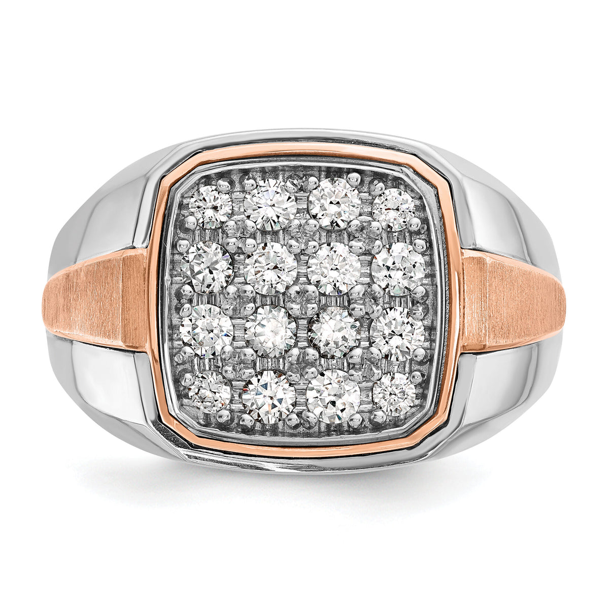 14k Two Tone 1 ct Lab Grown Diamond VS/SI+ G+ Complete Cluster Men's Ring-B59210