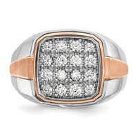 14k Two Tone 1 ct Lab Grown Diamond VS/SI+ G+ Complete Cluster Men's Ring-B59210