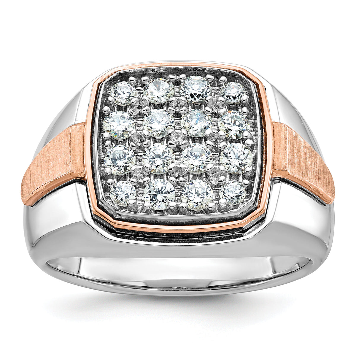 14k Two Tone 1 ct Lab Grown Diamond VS/SI+ G+ Complete Cluster Men's Ring-B59210