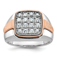 14k Two Tone 1 ct Lab Grown Diamond VS/SI+ G+ Complete Cluster Men's Ring-B59210