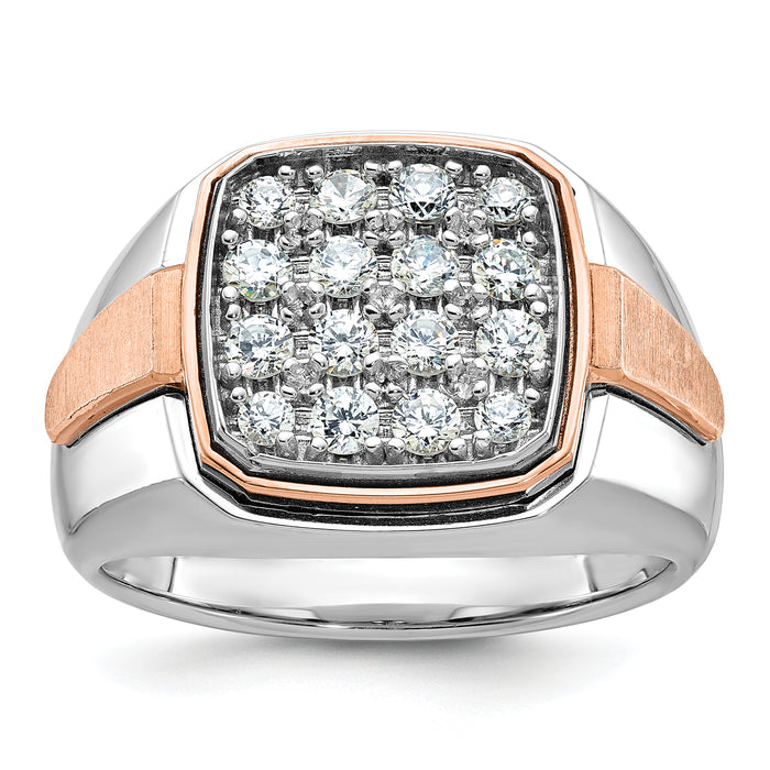 14k Two Tone 1 ct Lab Grown Diamond VS/SI+ G+ Complete Cluster Men's Ring-B59210-4WRLG