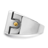 14ktt w/ Blk RH IBGoodman Men's Grooved 5-Row Cluster AA Dia Ring-B59212