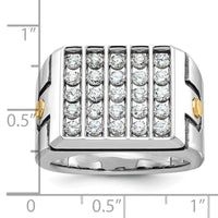 14ktt w/ Blk RH IBGoodman Men's Grooved 5-Row Cluster AA Dia Ring-B59212
