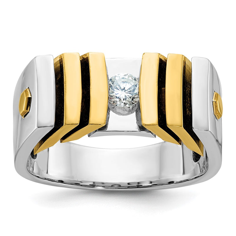 14k Two-tone IBGoodman Men's 1/3 carat Diamond Complete Ring-B59216-4WYAA