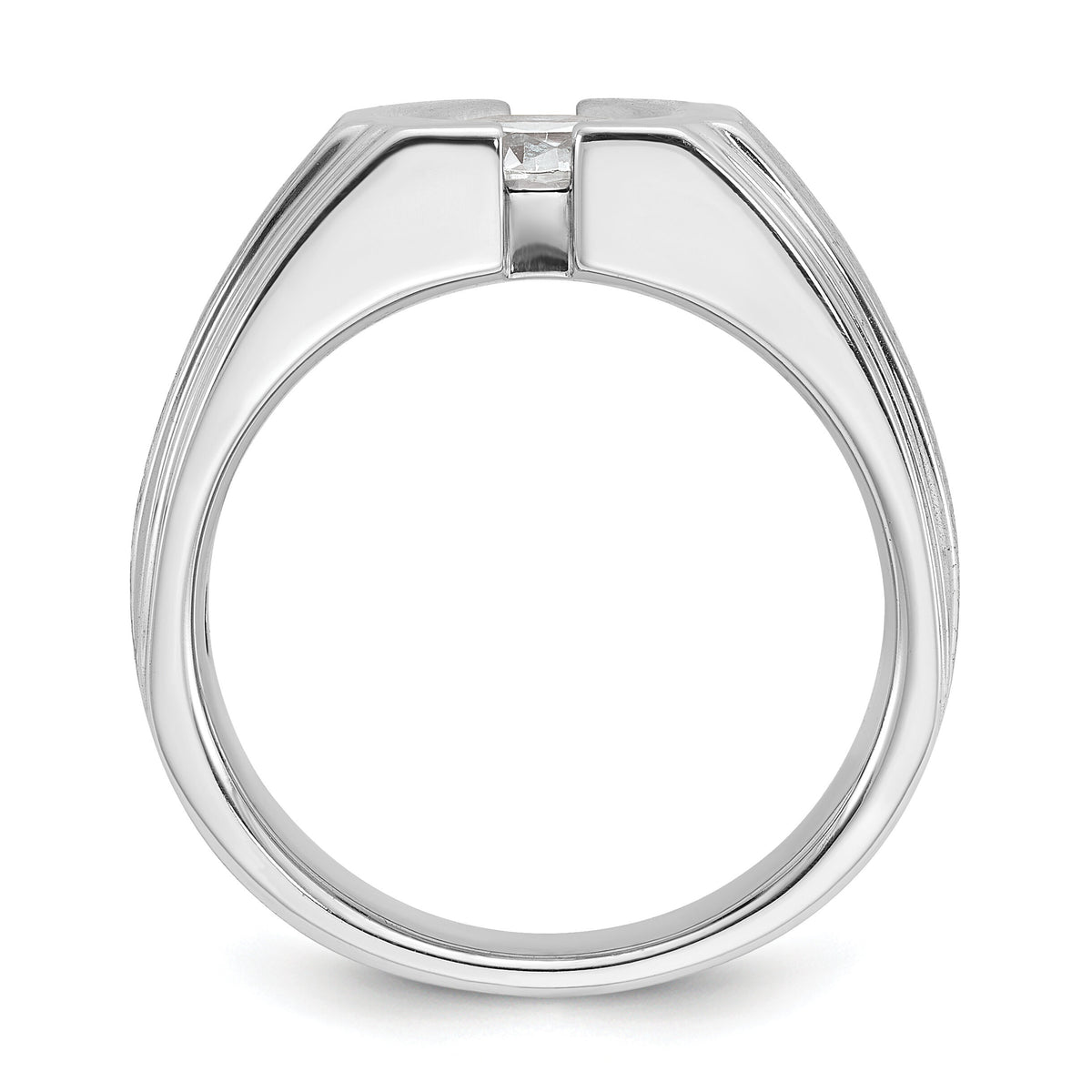 14k White Gold IBGoodman Men's Polished/Satin Diamond Ring Mounting-B59229
