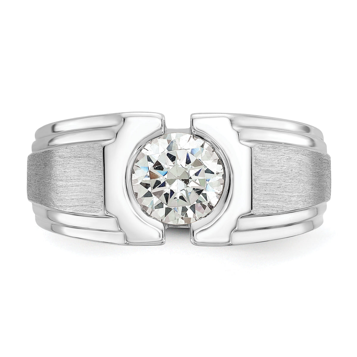 14k White Gold IBGoodman Men's Polished/Satin Diamond Ring Mounting-B59229