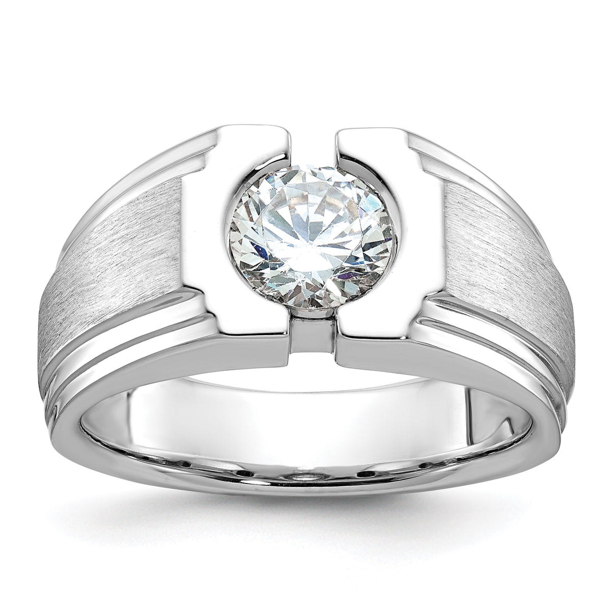14k White Gold IBGoodman Men's Polished/Satin Diamond Ring Mounting-B59229