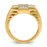10k IBGoodman Men's Polished/Textured/Grooved Cross Cluster Ring Mtg-B59260