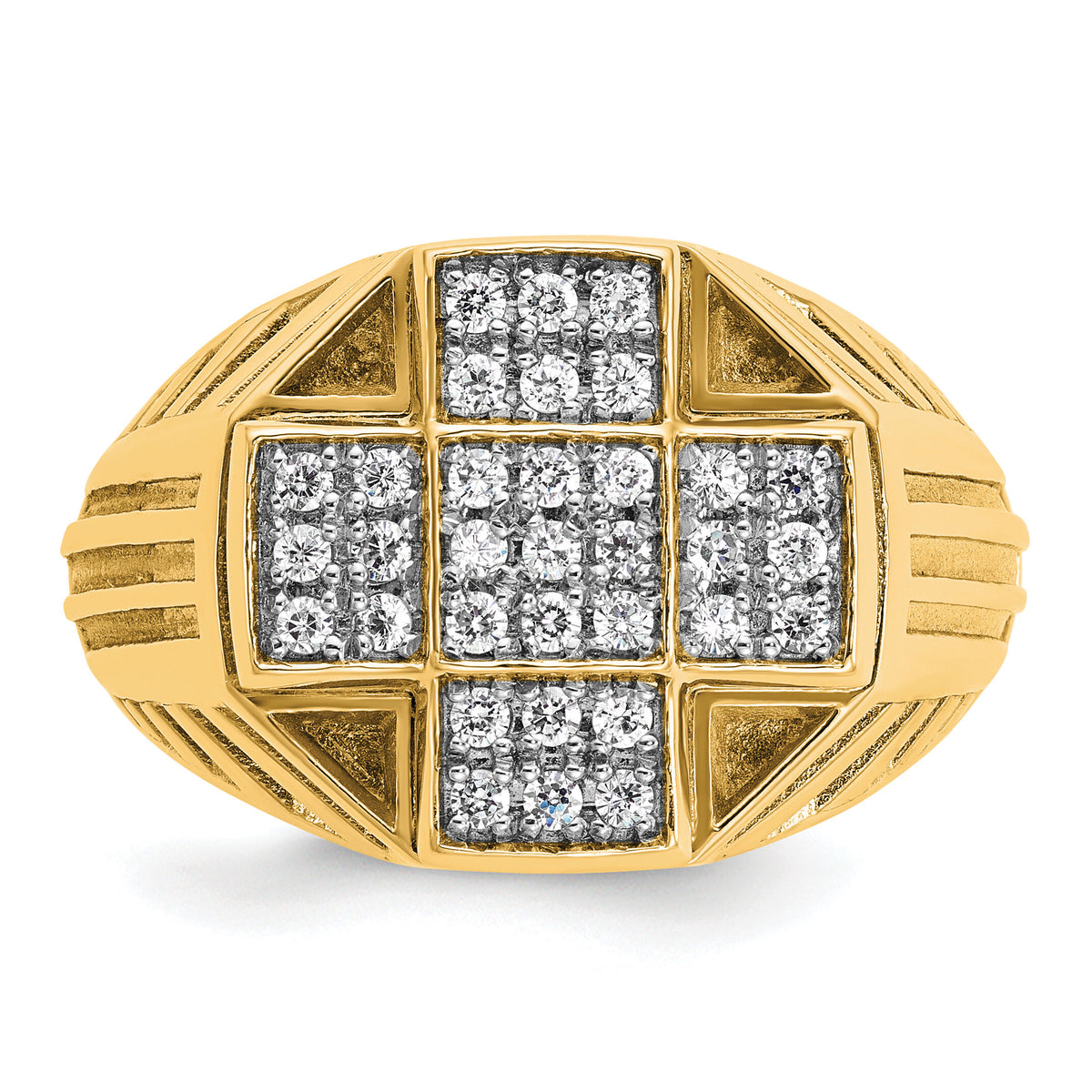 10k IBGoodman Men's Polished/Textured/Grooved Cross Cluster Ring Mtg-B59260