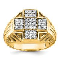 10k IBGoodman Men's Polished/Textured/Grooved Cross Cluster Ring Mtg-B59260