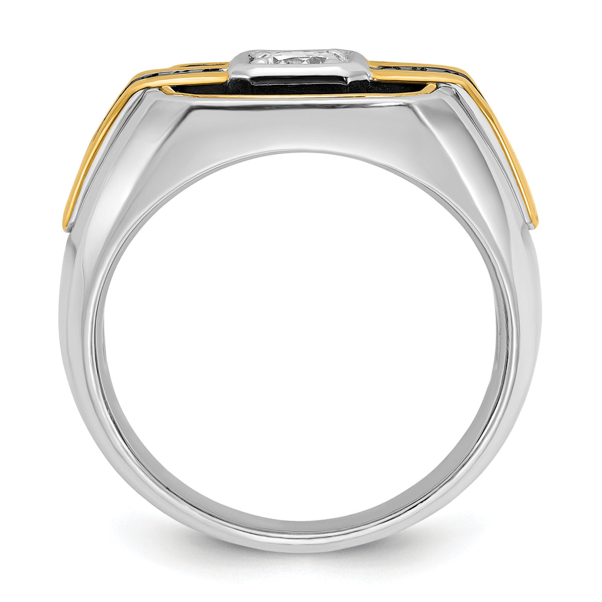 14ktt w/ Blk RH IBGoodman Men's Satin Black & White Semi-Mount Diamond Ring-B59264