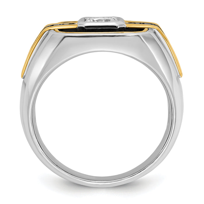 14ktt w/ Blk RH IBGoodman Men's Satin Black & White Semi-Mount Diamond Ring-B59264