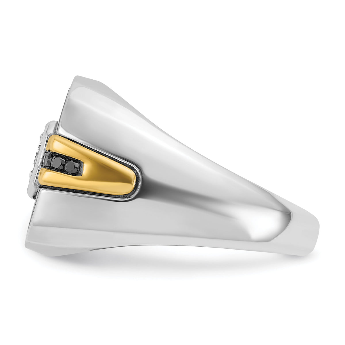14ktt w/ Blk RH IBGoodman Men's Satin Black & White Semi-Mount Diamond Ring-B59264