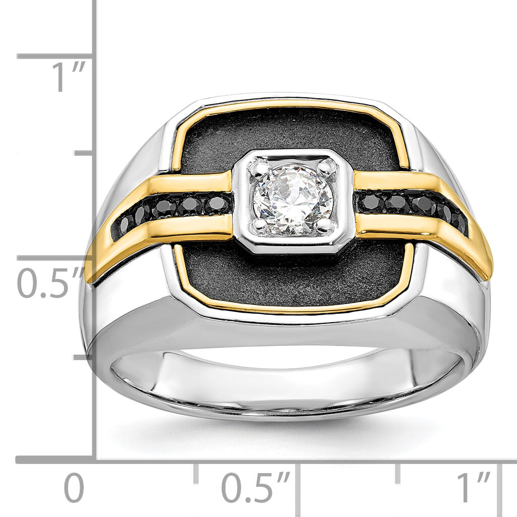 14ktt w/ Blk RH IBGoodman Men's Satin Black & White Semi-Mount Diamond Ring-B59264