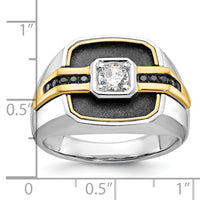14ktt w/ Blk RH IBGoodman Men's Satin Black & White Semi-Mount Diamond Ring-B59264