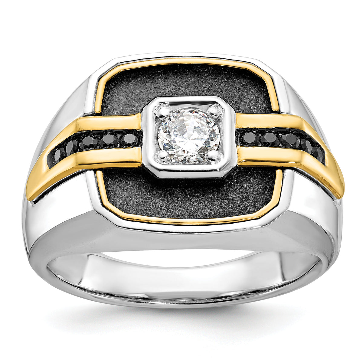 14ktt w/ Blk RH IBGoodman Men's Satin Black & White Semi-Mount Diamond Ring-B59264