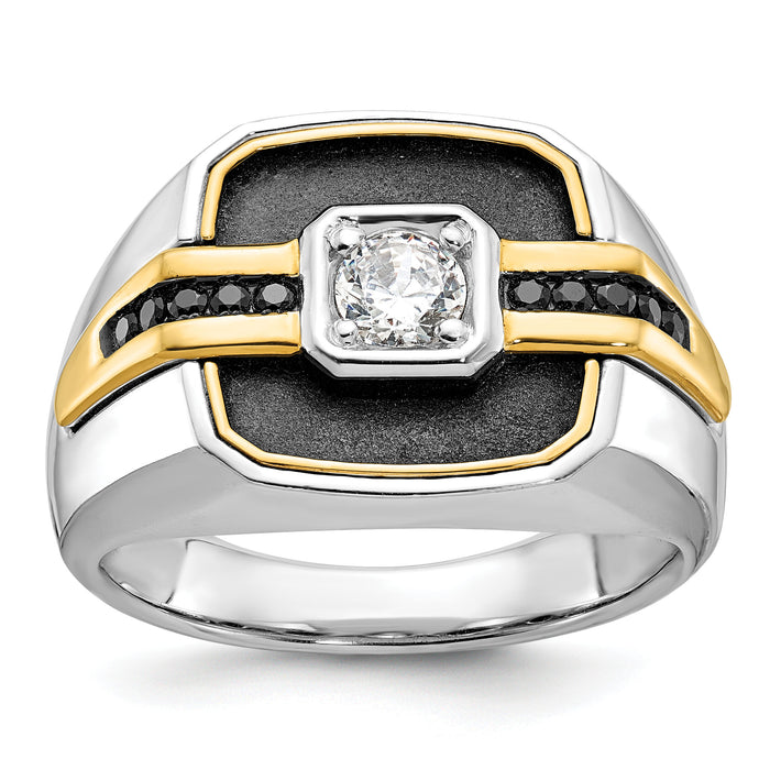 14ktt w/ Blk RH IBGoodman Men's Satin Black & White Semi-Mount Diamond Ring-B59264