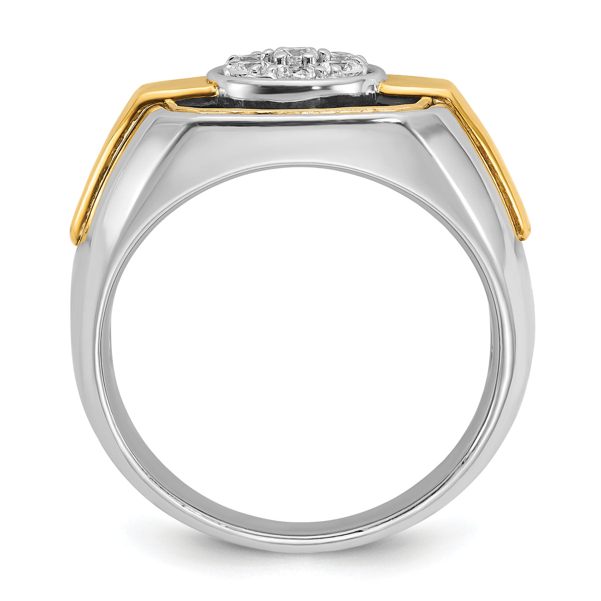 14ktt w/ Black Rhod IBGoodman Men's Satin Diamond Cluster Ring-B59265