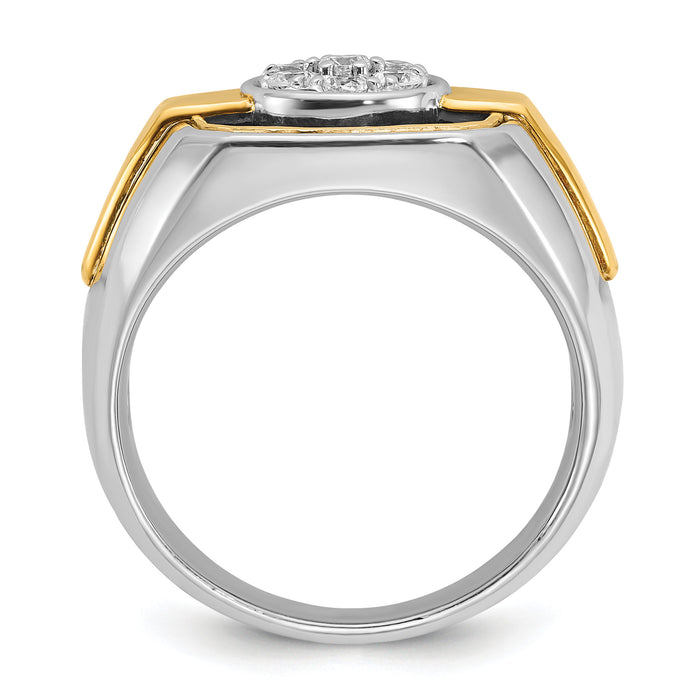 14ktt w/ Black Rhod IBGoodman Men's Satin Diamond Cluster Ring-B59265