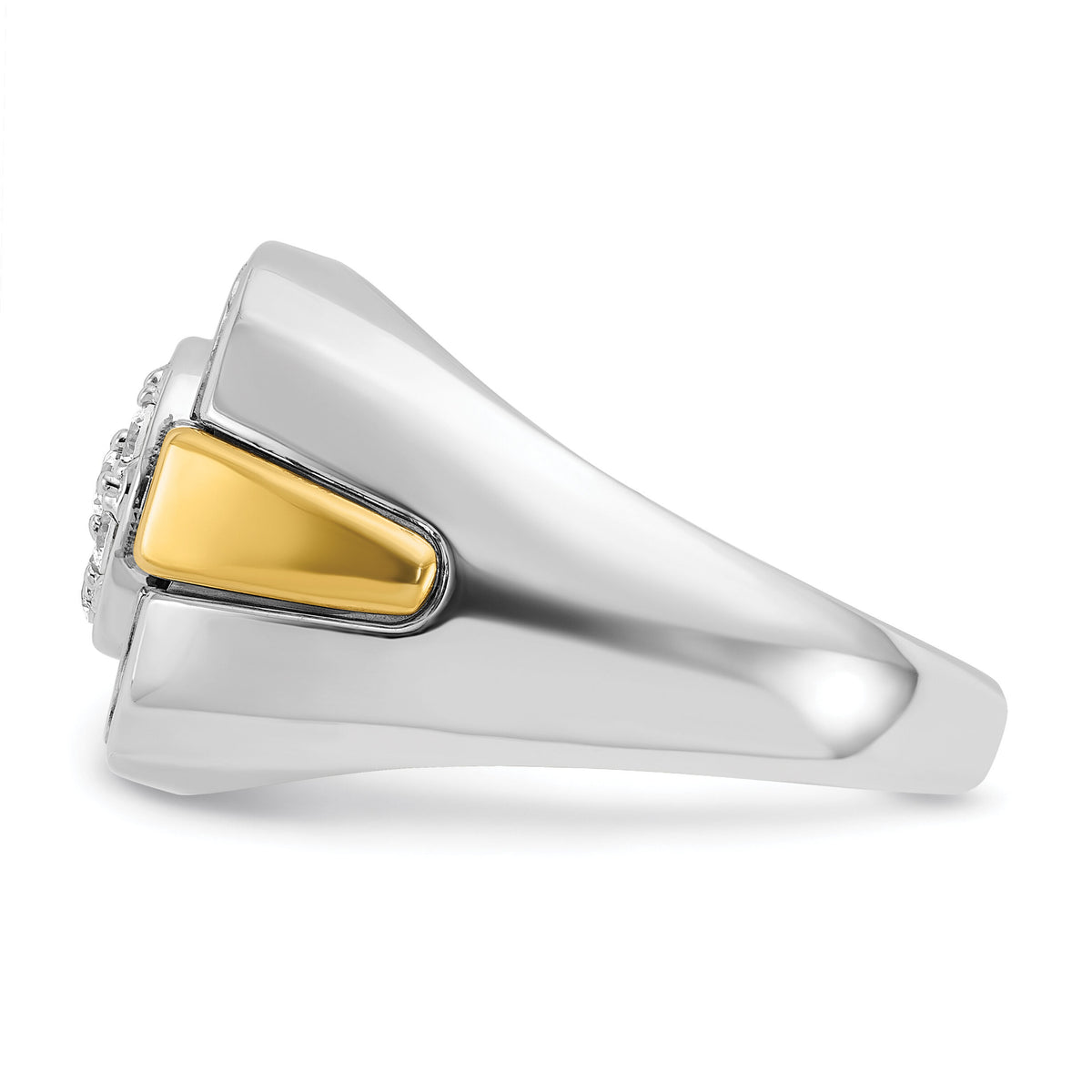14ktt w/ Black Rhod IBGoodman Men's Satin Diamond Cluster Ring-B59265