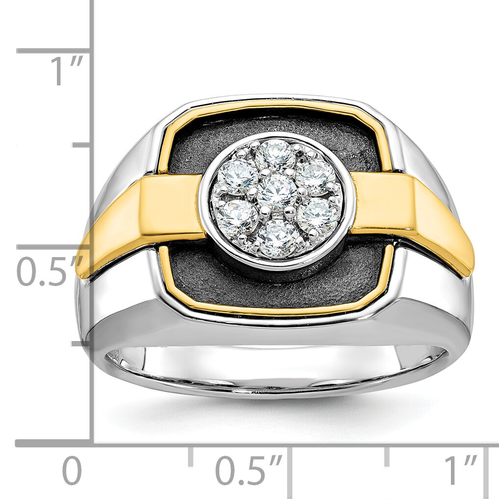 14ktt w/ Black Rhod IBGoodman Men's Satin Diamond Cluster Ring-B59265