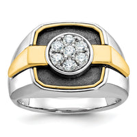 14ktt w/ Black Rhod IBGoodman Men's Satin Diamond Cluster Ring-B59265