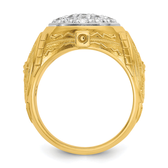 10ktt IBGoodman Men's Polished & Textured Oval Cluster Ring Mounting-B59272