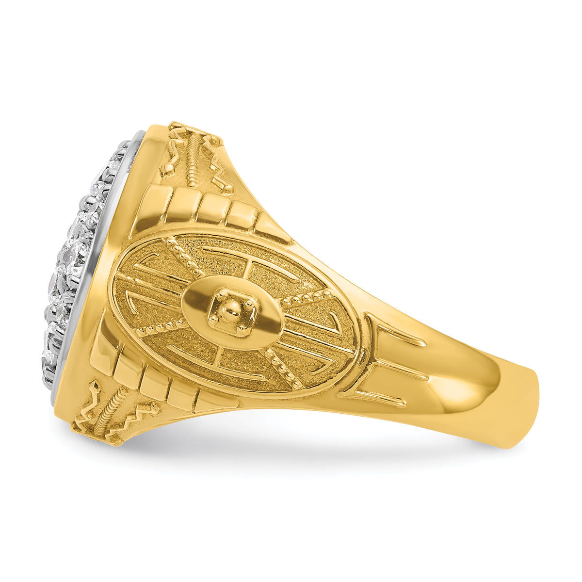 10ktt IBGoodman Men's Polished & Textured Oval Cluster Ring Mounting-B59272