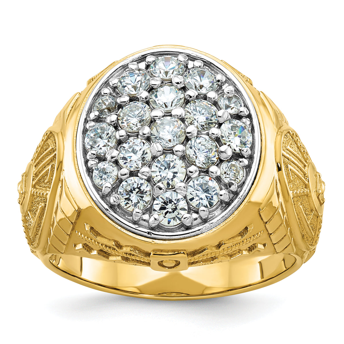 10ktt IBGoodman Men's Polished & Textured Oval Cluster Ring Mounting-B59272-0YW