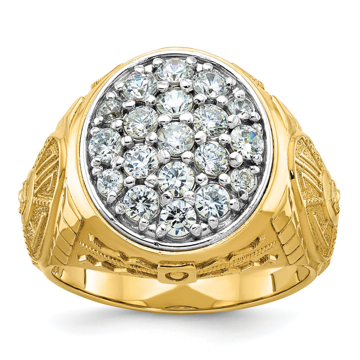 10ktt IBGoodman Men's Polished & Textured Oval Cluster Ring Mounting-B59272-0YW