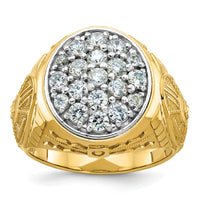 10ktt IBGoodman Men's Polished & Textured Oval Cluster Ring Mounting-B59272