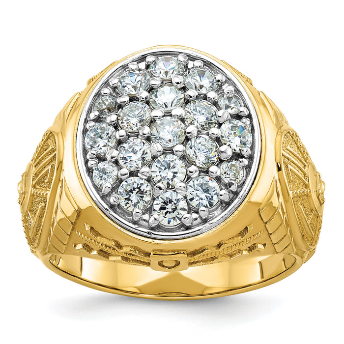10ktt IBGoodman Men's Polished & Textured Oval Cluster Ring Mounting-B59272