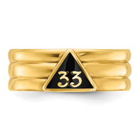 10k IBGoodman Men's Polished w/ Black Enamel 33rd Degree Masonic Ring-B59275