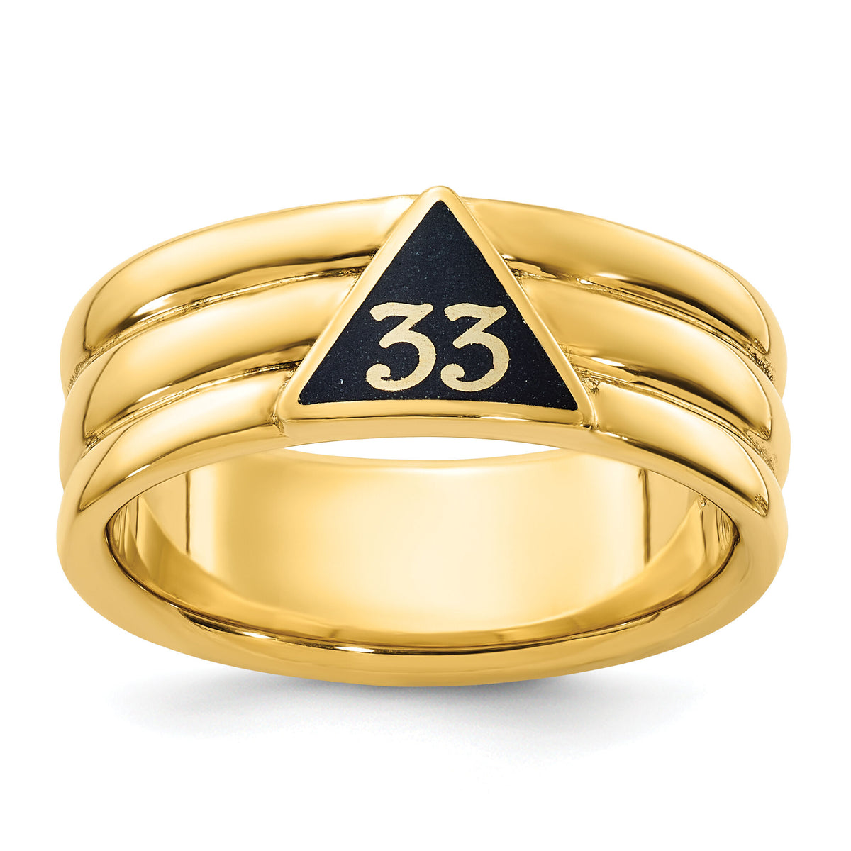 10k IBGoodman Men's Polished w/ Black Enamel 33rd Degree Masonic Ring-B59275