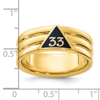 IBGoodman 14k Men's Polished and Grooved with Black Enamel Active 33rd Degree Masonic Ring-B59275-4Y