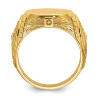 14k IBGoodman 18.5x15.75mm Men's Round Signet Ring-B59276