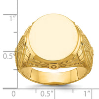 14k IBGoodman 18.5x15.75mm Men's Round Signet Ring-B59276